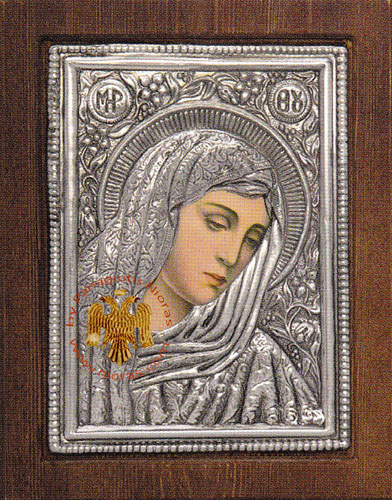 Theotokos Panagia in Grief Silver Plated Icon